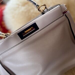 Fendi Cream Crossbody Bag with Gold Accents